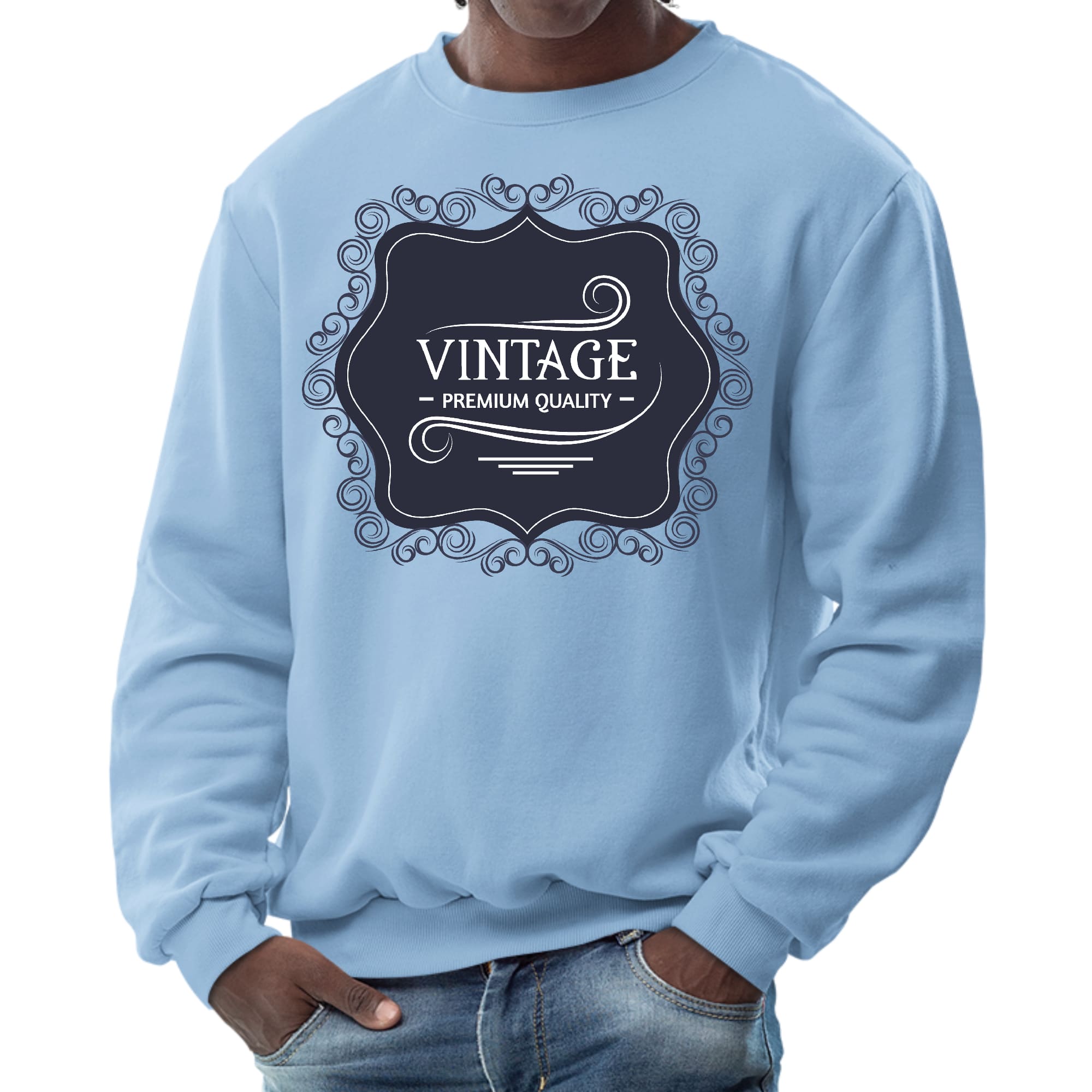 Mens Graphic Sweatshirt - Vintage Premium Quality Black White-5