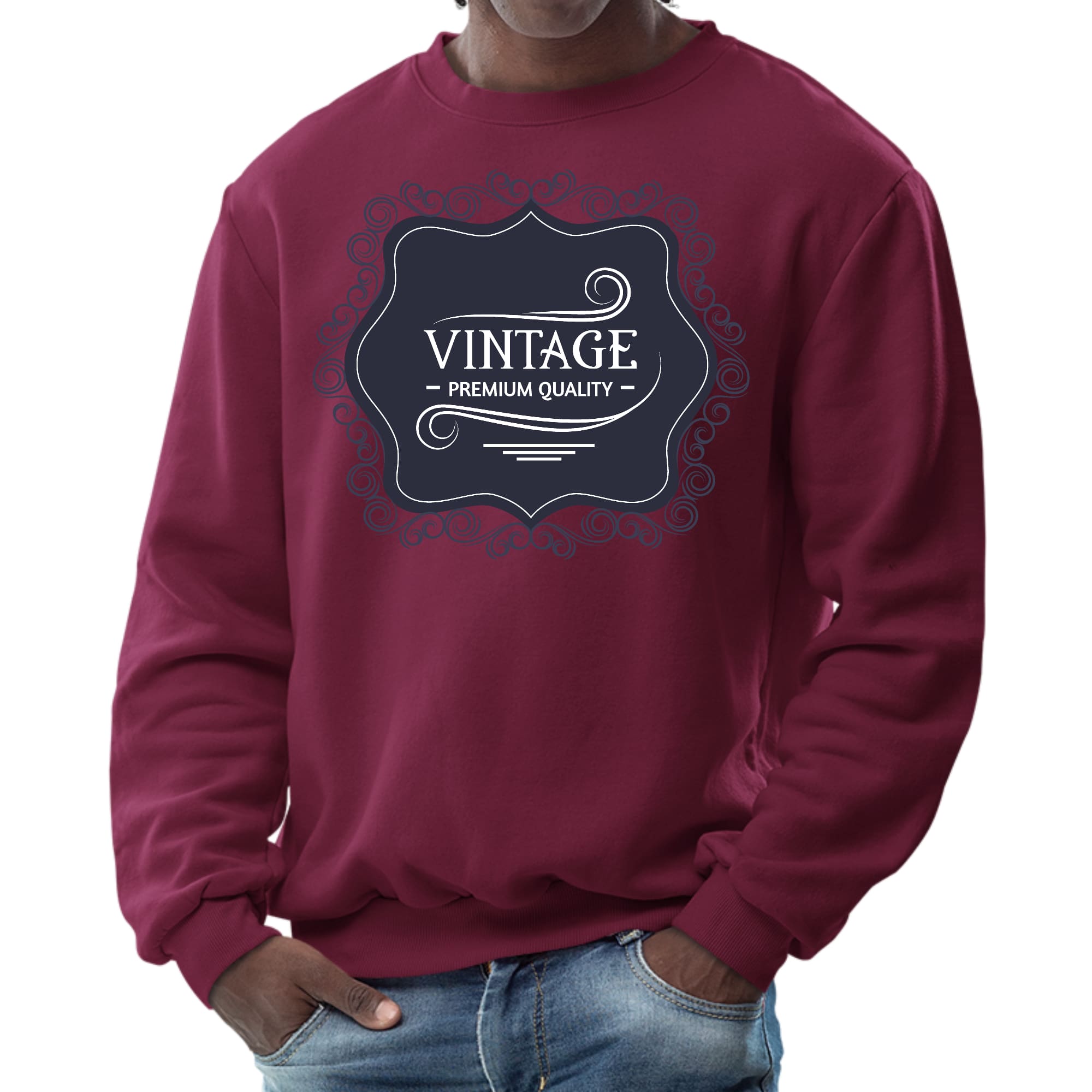 Mens Graphic Sweatshirt - Vintage Premium Quality Black White-3