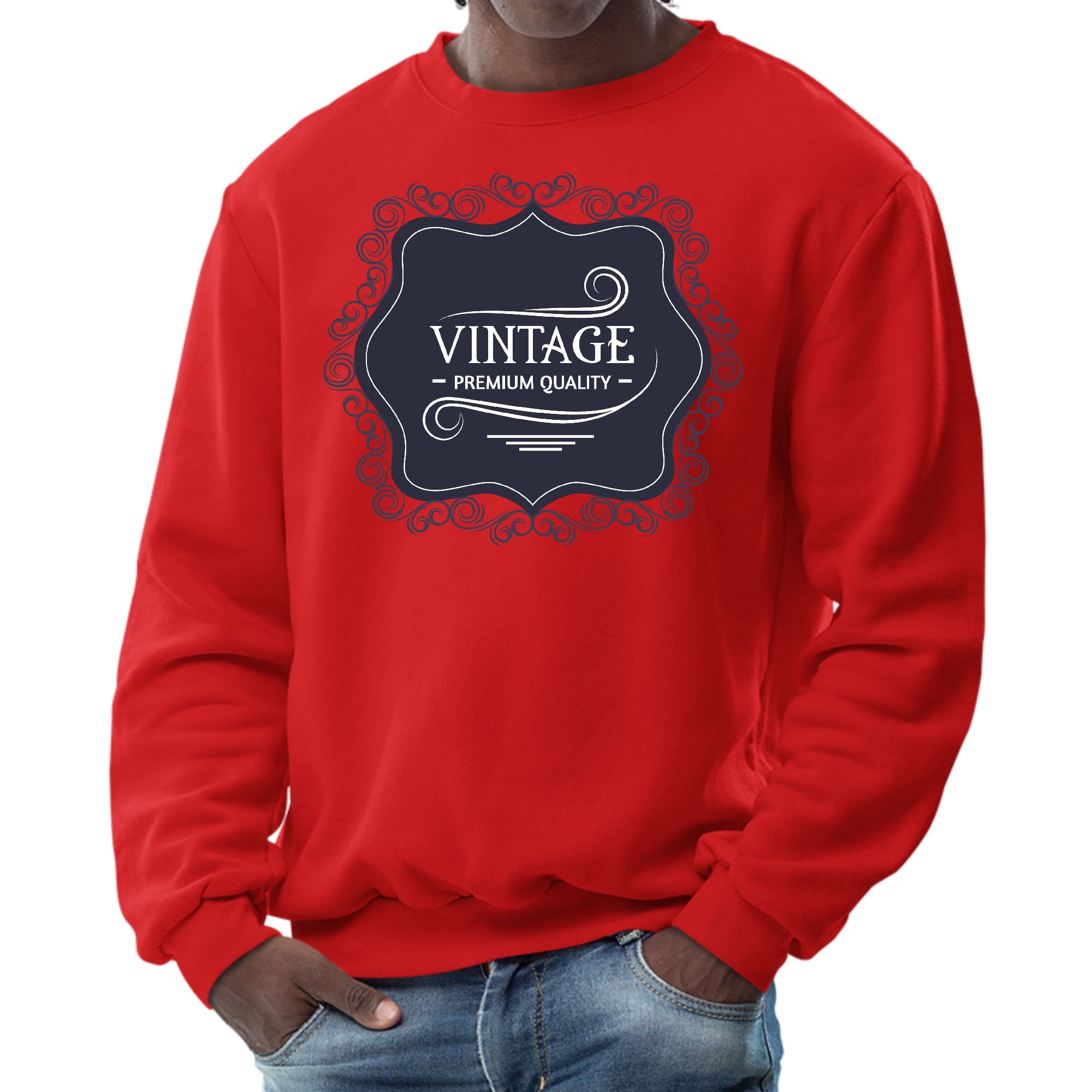 Mens Graphic Sweatshirt - Vintage Premium Quality Black White-1