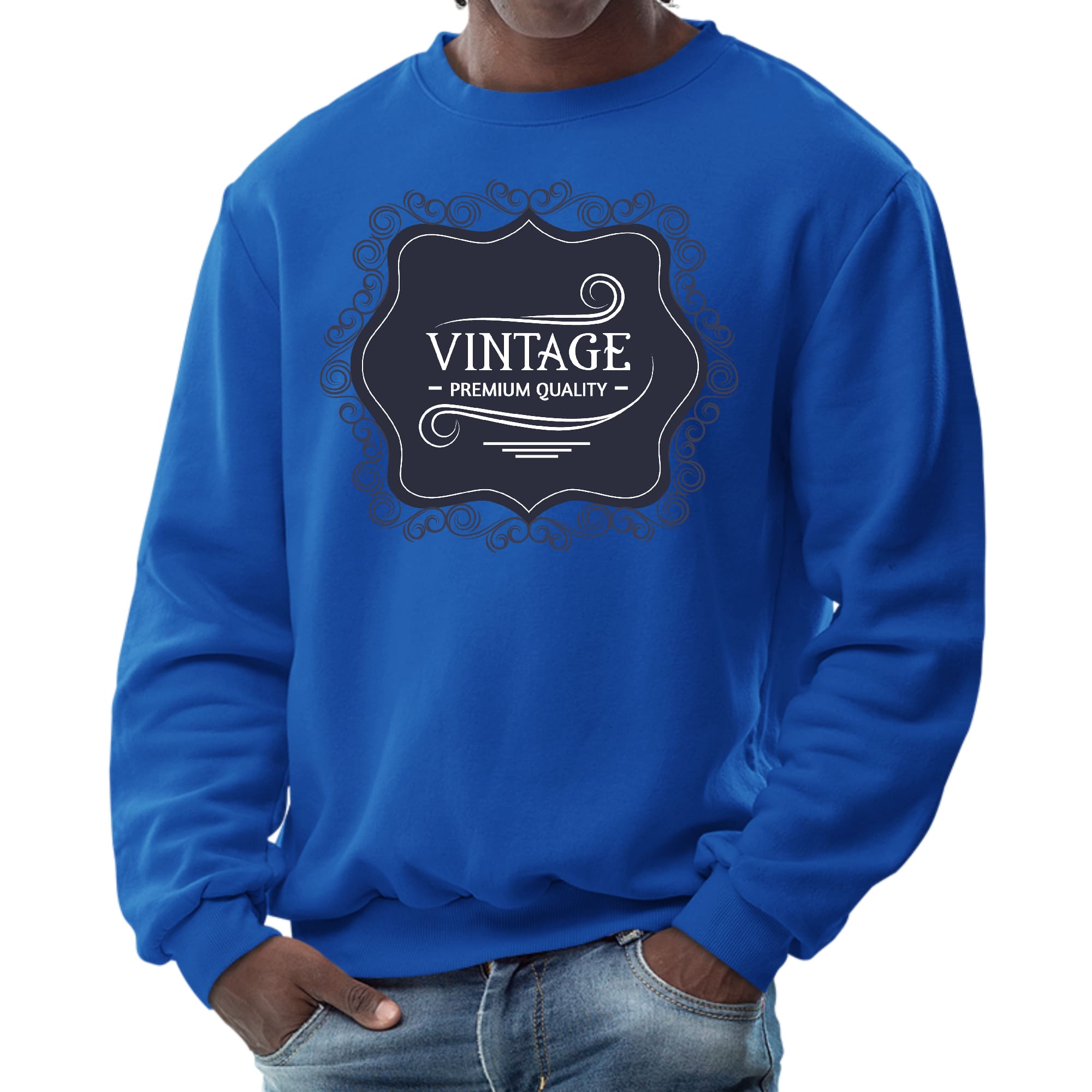 Mens Graphic Sweatshirt - Vintage Premium Quality Black White-2